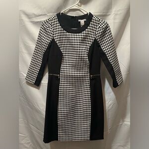 H&M Black and White Sheath Dress with Raglan Sleeves